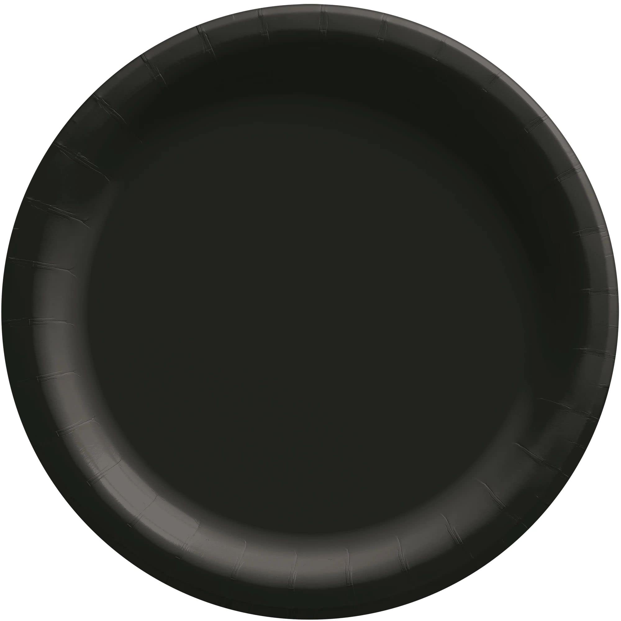 Amscan Round Paper Plates - 10'' (50 Pieces) - Perfect For Parties, Picnics, & Everyday Meals, Jet Black