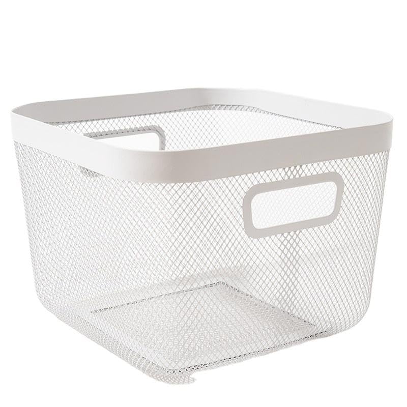 Bliss Start Metal Wire Basket |Storage Basket Fot Fruits, Books|Mesh Open Storage Bin|Storage Organizer|  White (Pack Of 1)