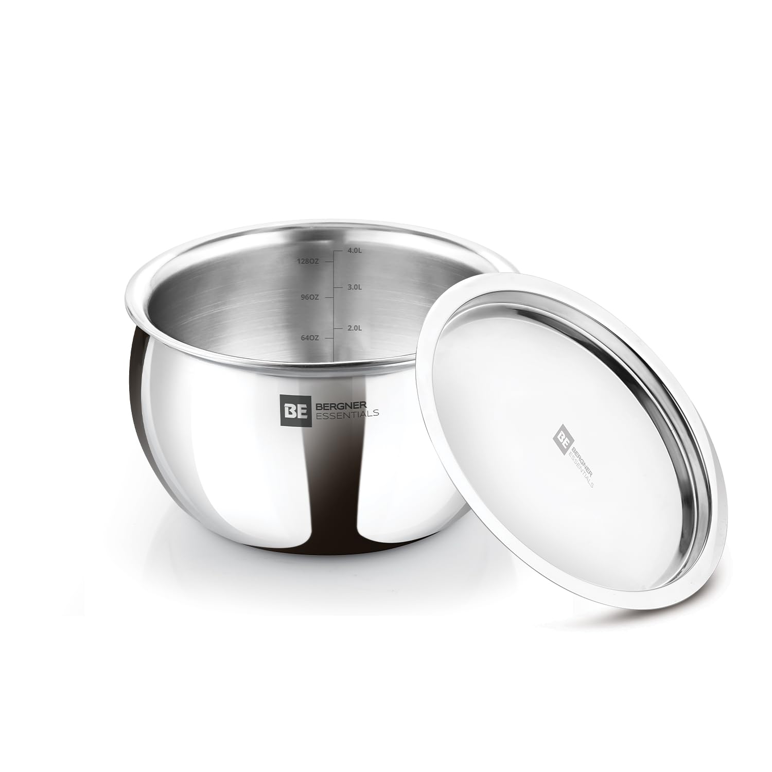 Bergner Be Essentials Triply Stainless Steel 20 Cm Rice Handi With Lid, Steel Large Rice Handi, Even Heat Distribution, Easy To 