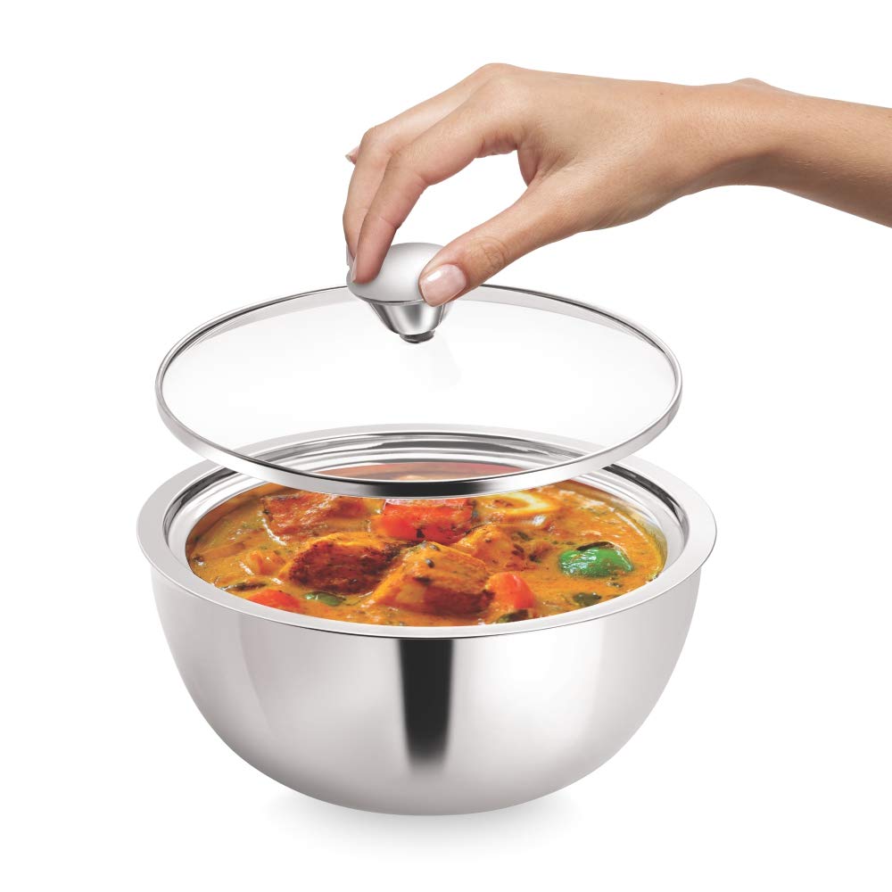 Borosil Stainless Steel Insulated Curry Server, 500Ml, Silver