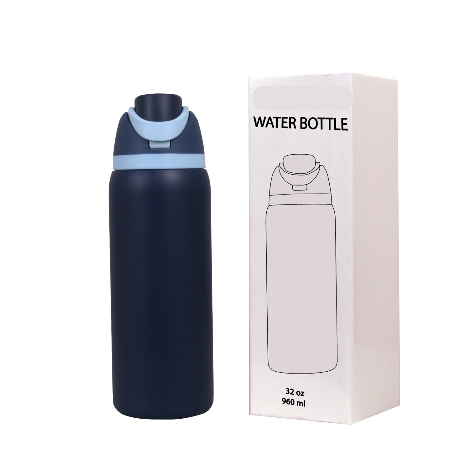 Stainless Steel Water Bottle 32 Oz With Flip Lid And Carry Loop (Royal Blue, 960 Ml)