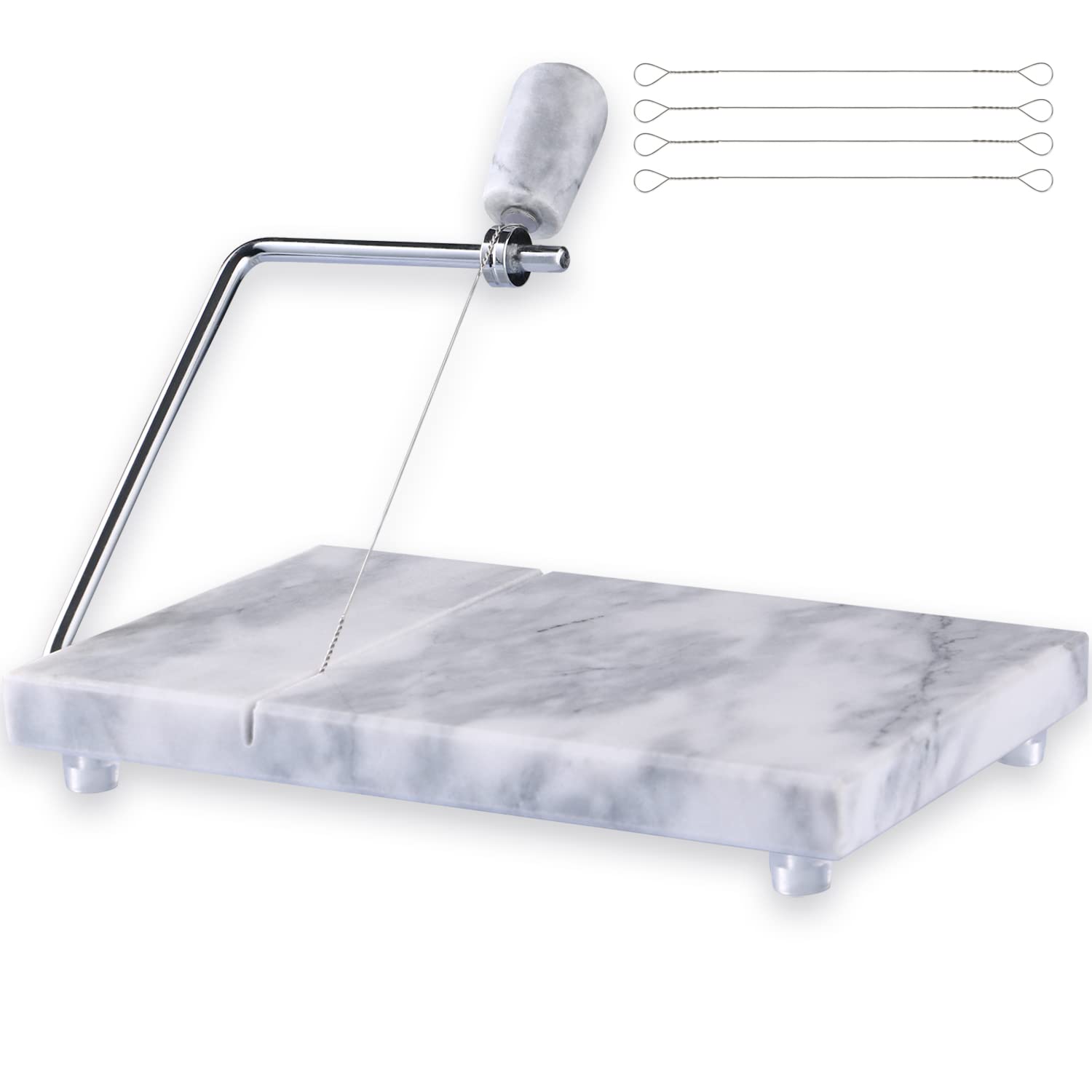 Siparui Cheese Slicer, Cheese Cutter Heavy Duty 5'' X 8'', Polished Marble Cheese Slicer Board For Cut Block Cheeses, Butter, Me