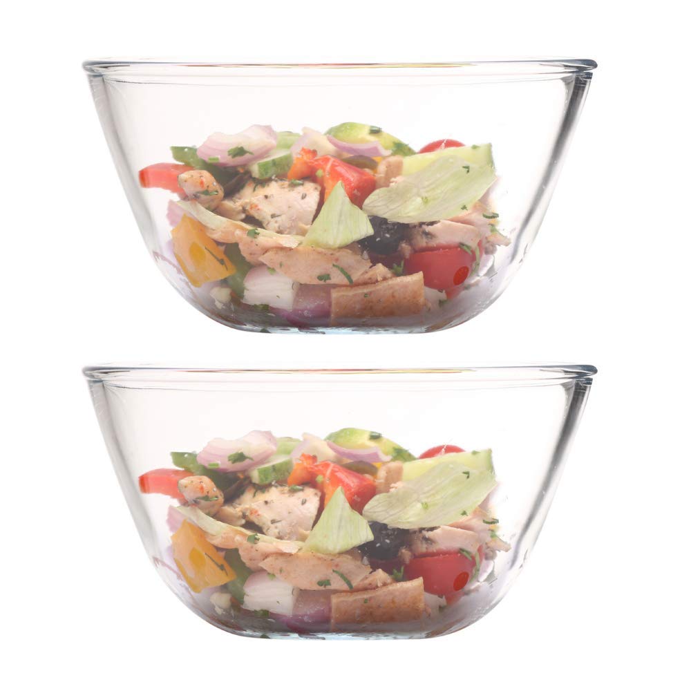 Femora Borosilicate Glass Mixing Bowl, Microwave Safe Bowl, Oven Safe, 1650 ML, Pack of 2