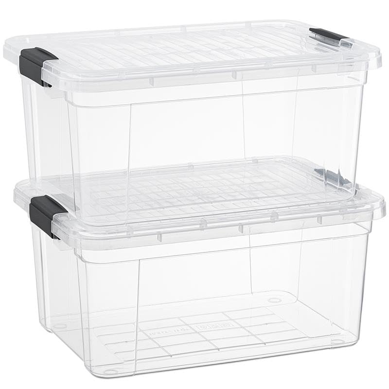 Superio Clear Storage Boxes With Lids, 20 Quart Plastic Container Bins For Organizing, Stackable Crates, Bpa Free, Non Toxic, Od