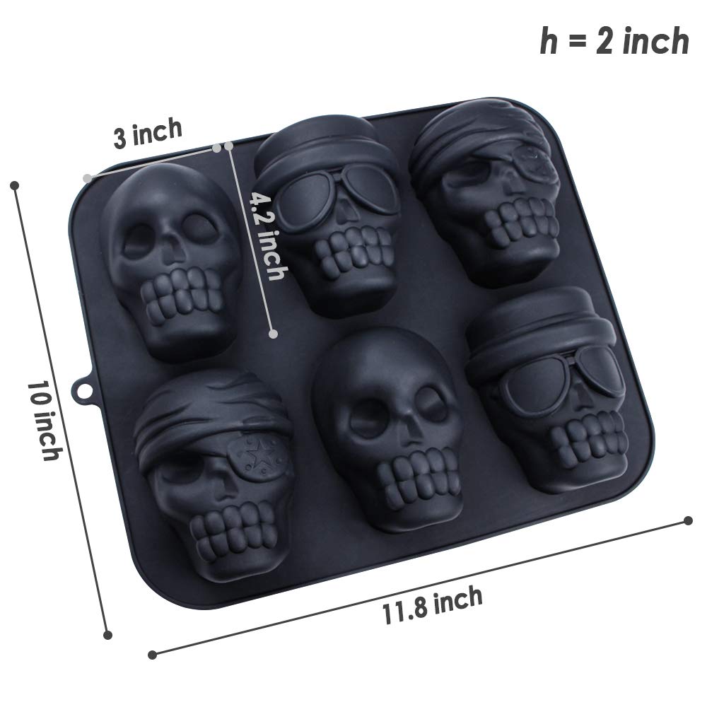 Webake Skull Cake Pan Silicone Gelatin Cakelet Mold Skull Pizza Tin Baking Pan