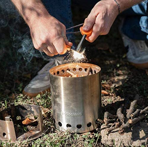 Solo Stove Fire Striker Stainless Steel Ferrocerium Rod Waterproof Fire Starter for Camping Survival Kits and Hiking Easy Grip Handle with up to15 000 Strikes