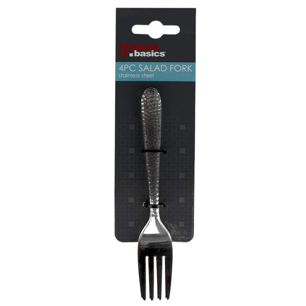 Home Basics 4 Pieces Of Hammered Stainless Steel Flatware/Silverware For Dinner, Dessert, Salad, Appetizer - Home, Kitchen, Rest