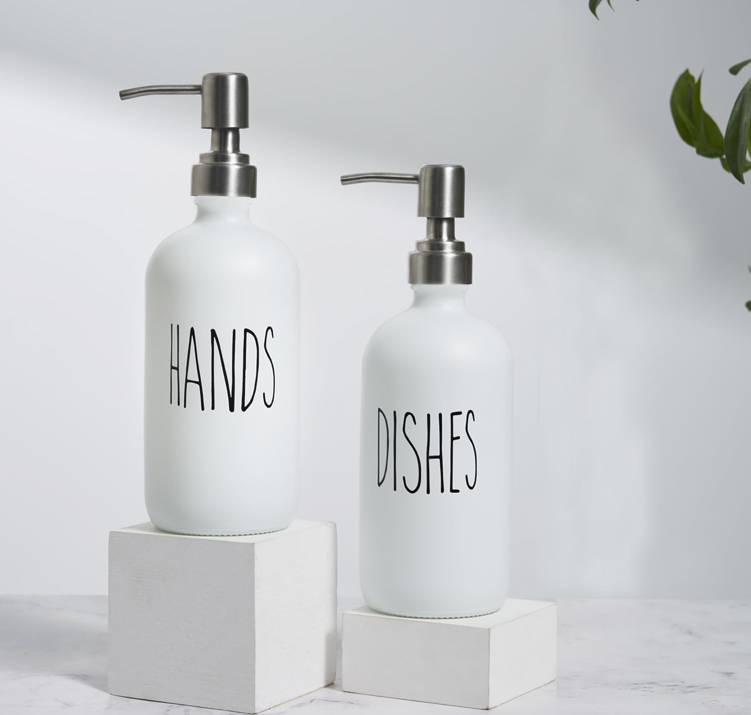 Vicukie Dish Soap Dispenser, Glass Kitchen Dish Soap Dispenser With Stainlees Steel Pump,Refillable Bathroom Dish Soap Dispenser