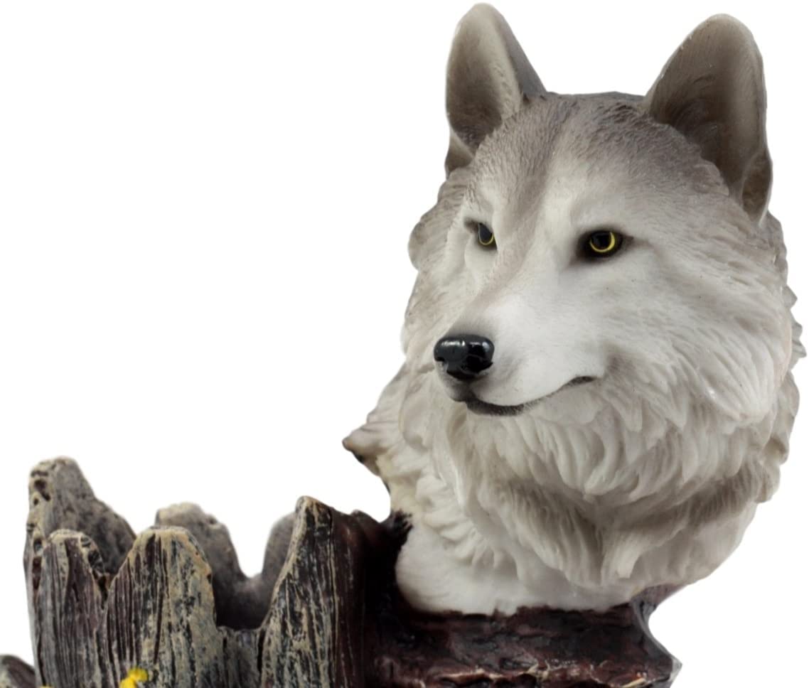 Dwk Gray Wolf Salt & Pepper Holder Figurine With Refillable Salt And Pepper Shakers | Rustic Wildlife Wolf Decor | Animal Decor