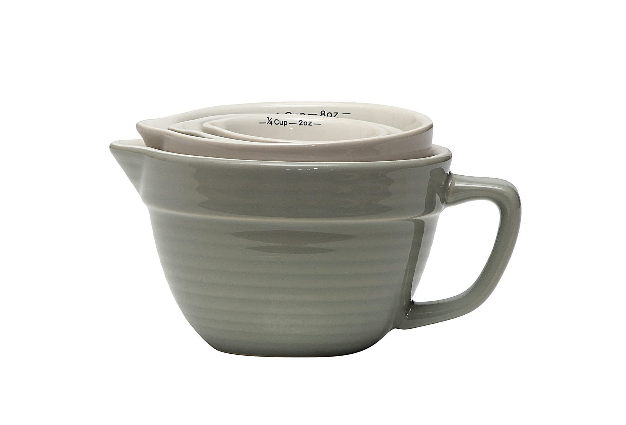Creative Co-Op Batter Bowl Shaped Measuring Cups In Greys (Set Of 4 Sizes)