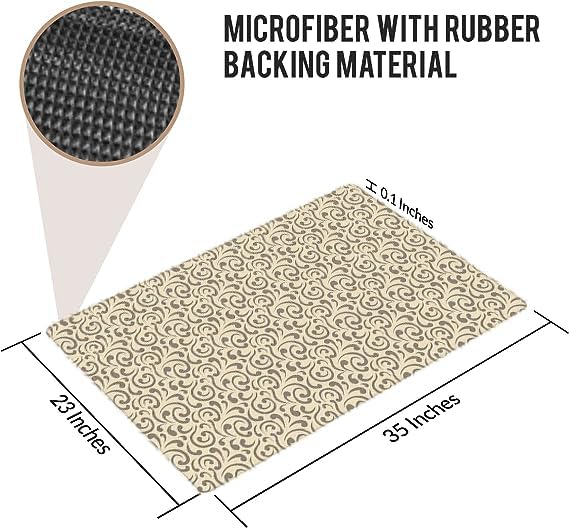 Shape28 Floor Mat Ultra-Thin Kitchen Bathroom Rug With Non Slip Rubber Backing 35Ax23A Latte Design 3P