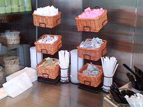 Mobile Merchandisers CR0620-3B-MB 3-Tier 3 Square Willow Basket Counter Display Rack Brown