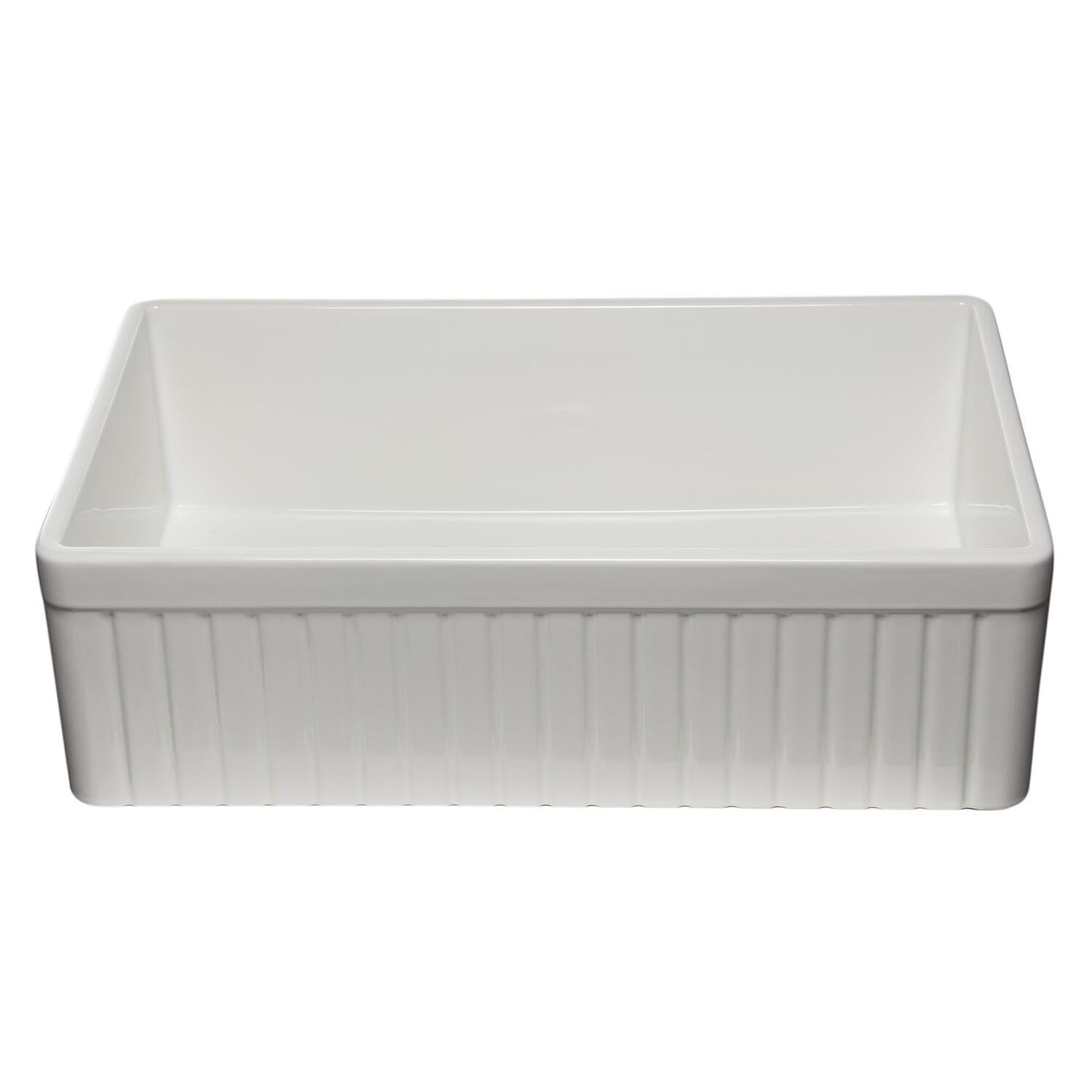 Alfi Brand Ab532-W 33 White Single Bowl Fluted Apron Fireclay Farm Sink