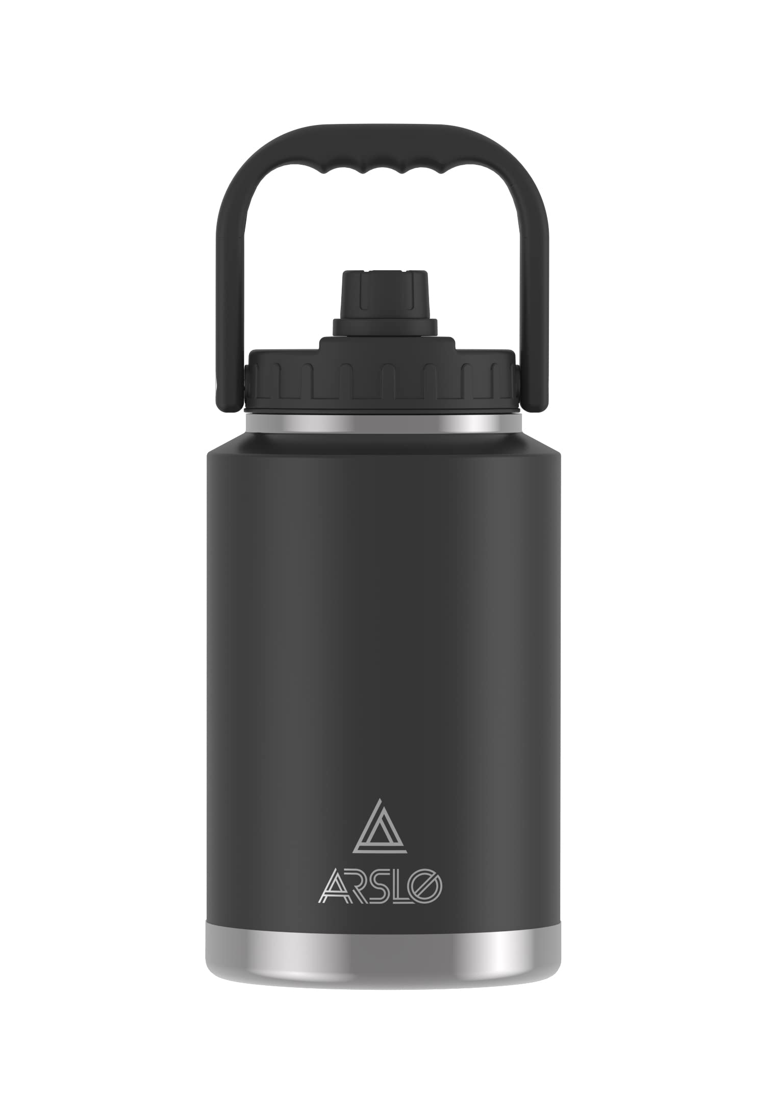 Arslo 1 Gallon Vacuum Insulated Jug,Double-Walled 18/8 Food-Grade Stainless Steel 128Oz Water Bottle,Hot/Cold Thermos Black(Gd)
