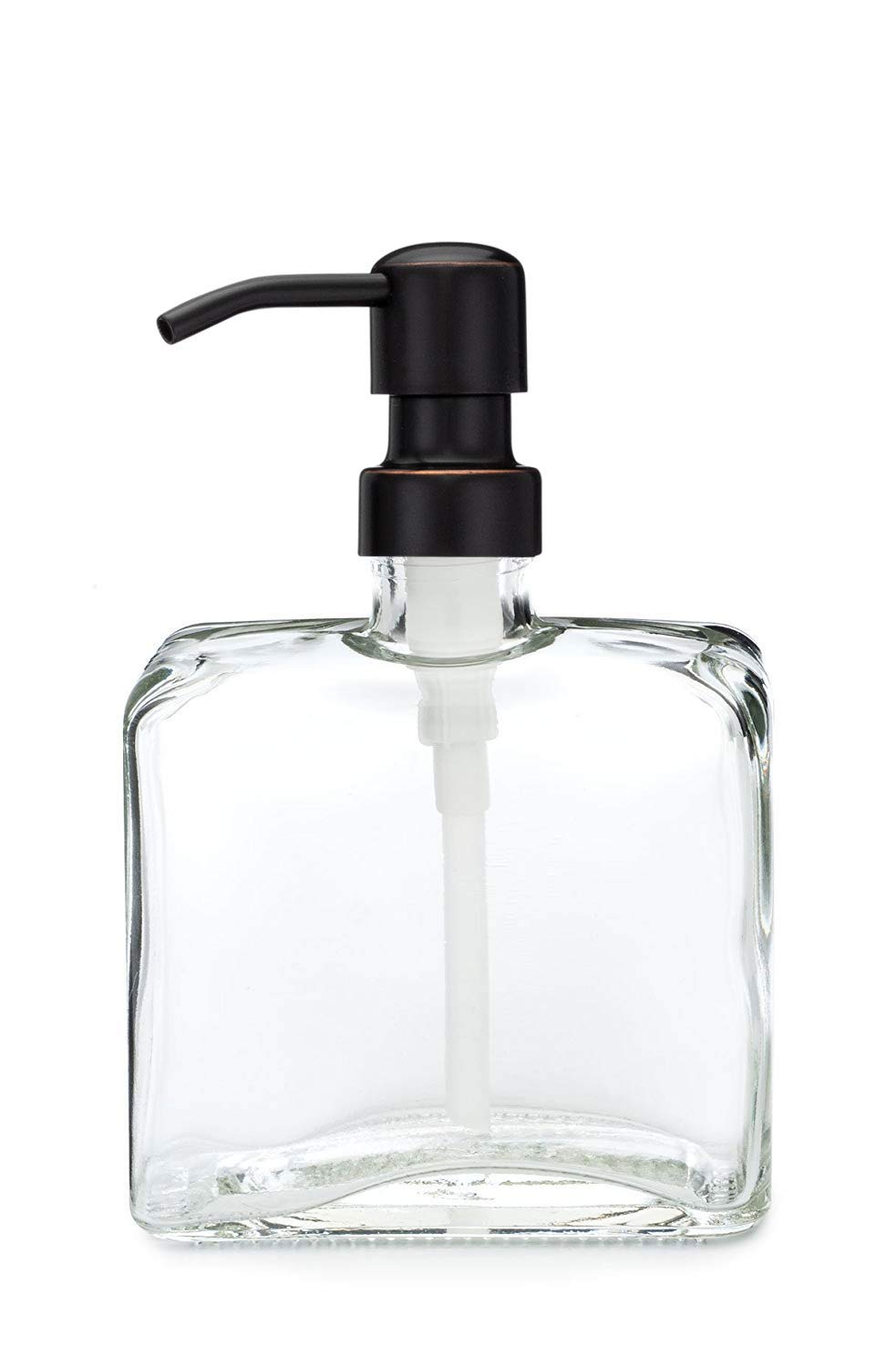 Rail19 Urban Square Recycled Glass Soap Dispenser with Metal Pump, 8.5oz (Farmhouse Bronze)