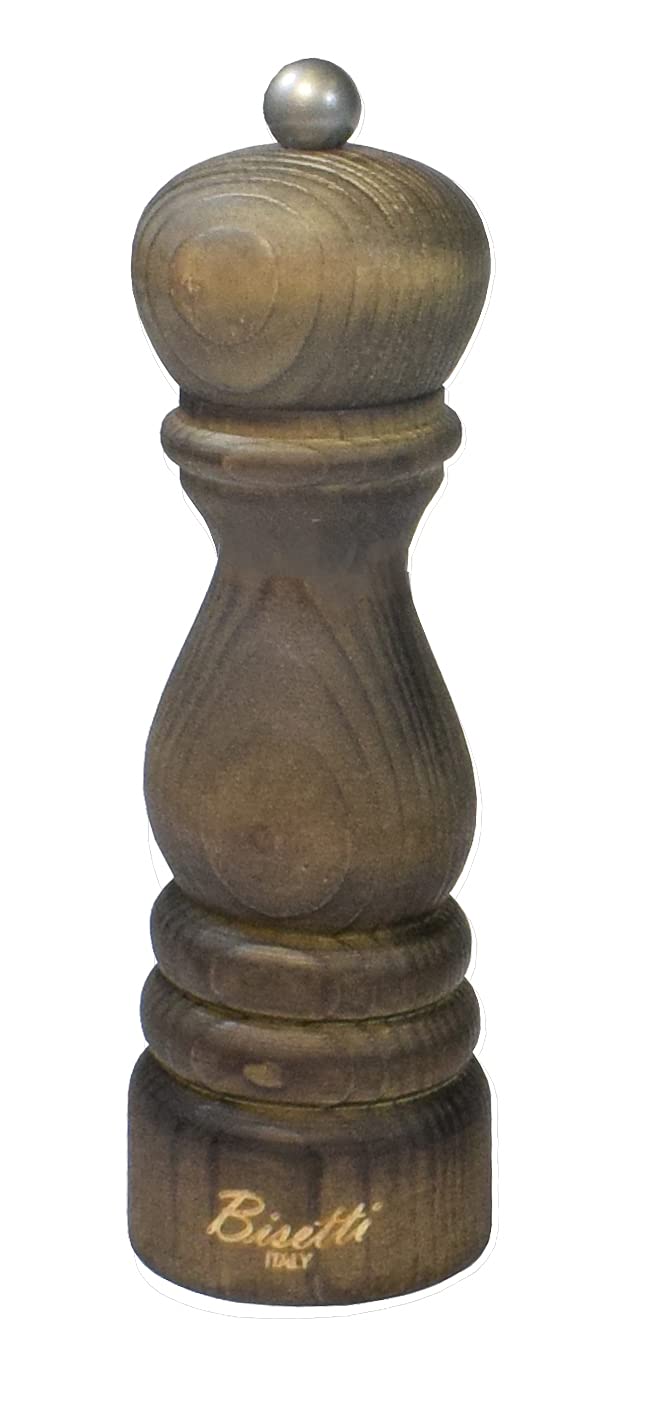 Bisetti Vintage 7.5 Inch / 19 Cm Brown Fir Wood Pepper Mill With Adjustable Grinder