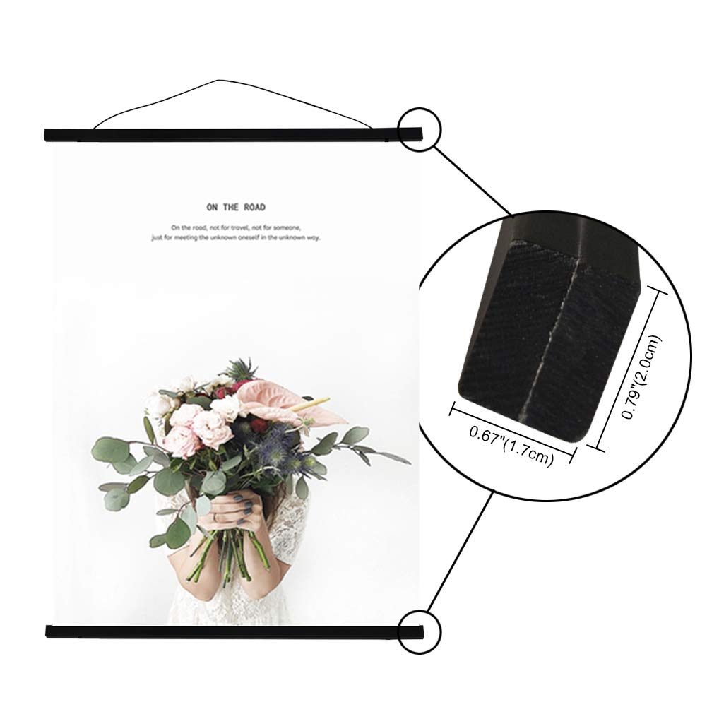 Miaowater 2 Pack Magnetic Poster Frame Hanger 16x20 16x22 16x24 Light Wood Wooden Magnet Frames Hangers for Photo Picture Art Canvas Print Artwork Wall Hanging Black 16''