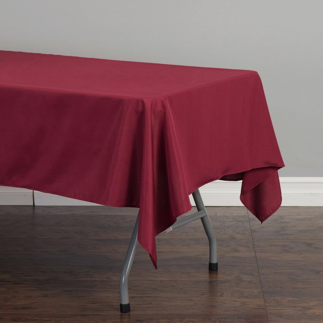 Ltc Linens 10 Pack Rectangular Tablecloths Burgundy 60 X 126 Inch For 8 Ft Rectangle Banquet Tables With Half-Drop-Stain And Wri