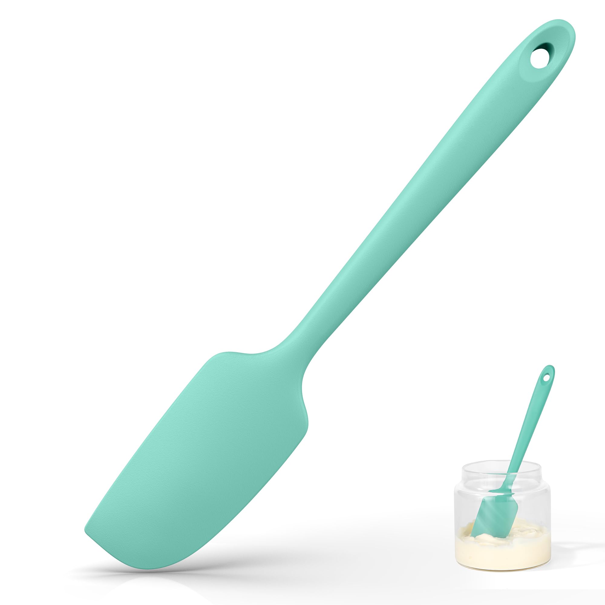 UTaste Small Mini Silicone Spatula, 9in Rubber Jar Bowl Scraper, Aqua Sky
