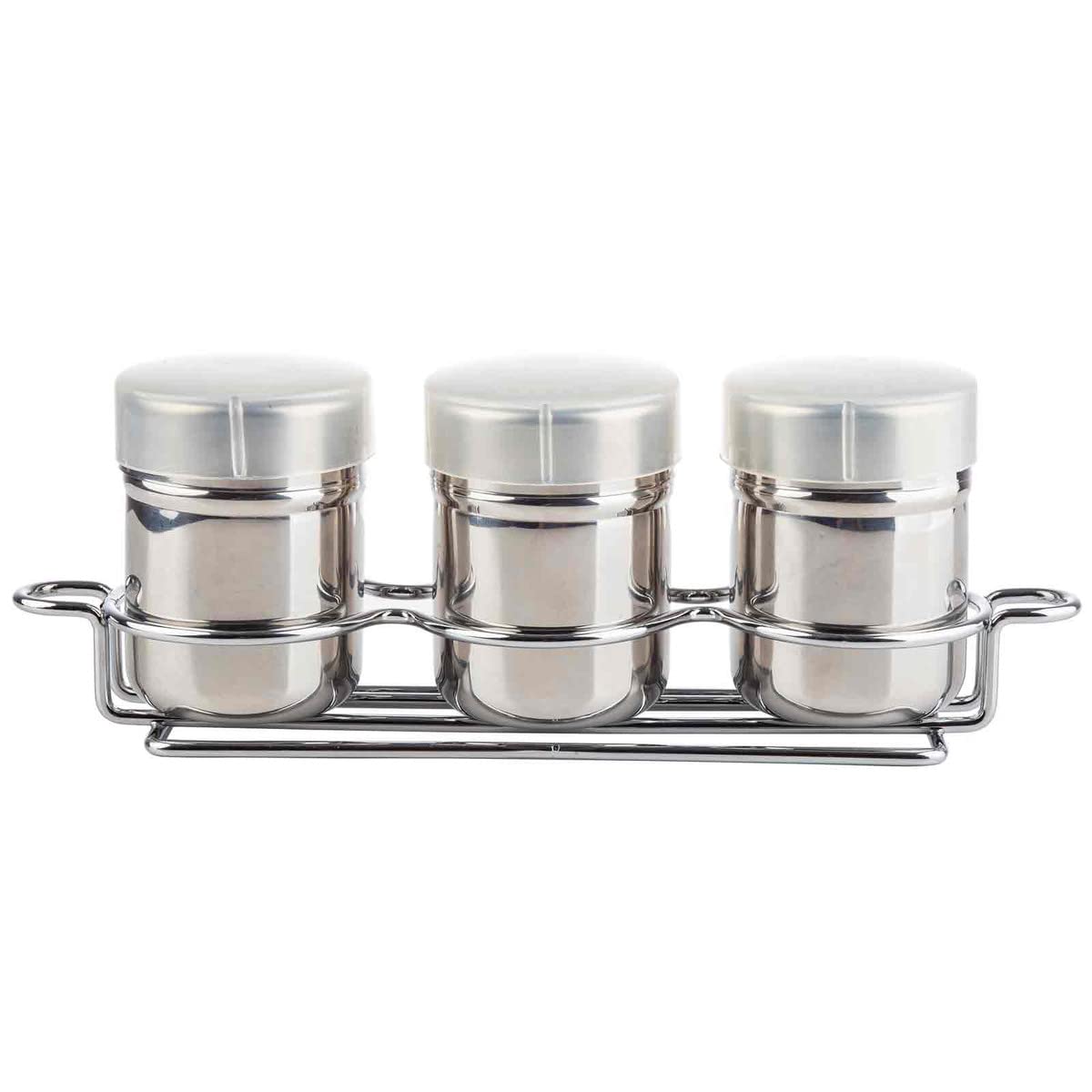 Tablecraft 11054 Mirror Finish Coffee Shaker 3-Piece Set With Rack, 10.13-Inch Length, 6 Oz