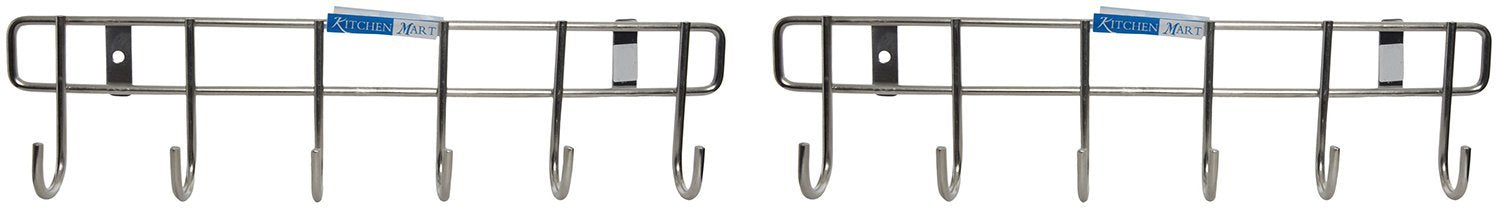 Kitchen Mart Stainless Steel Hook Rail (35.5 Cm X 4 Cm X 9 Cm, Silver, Pack Of 2)