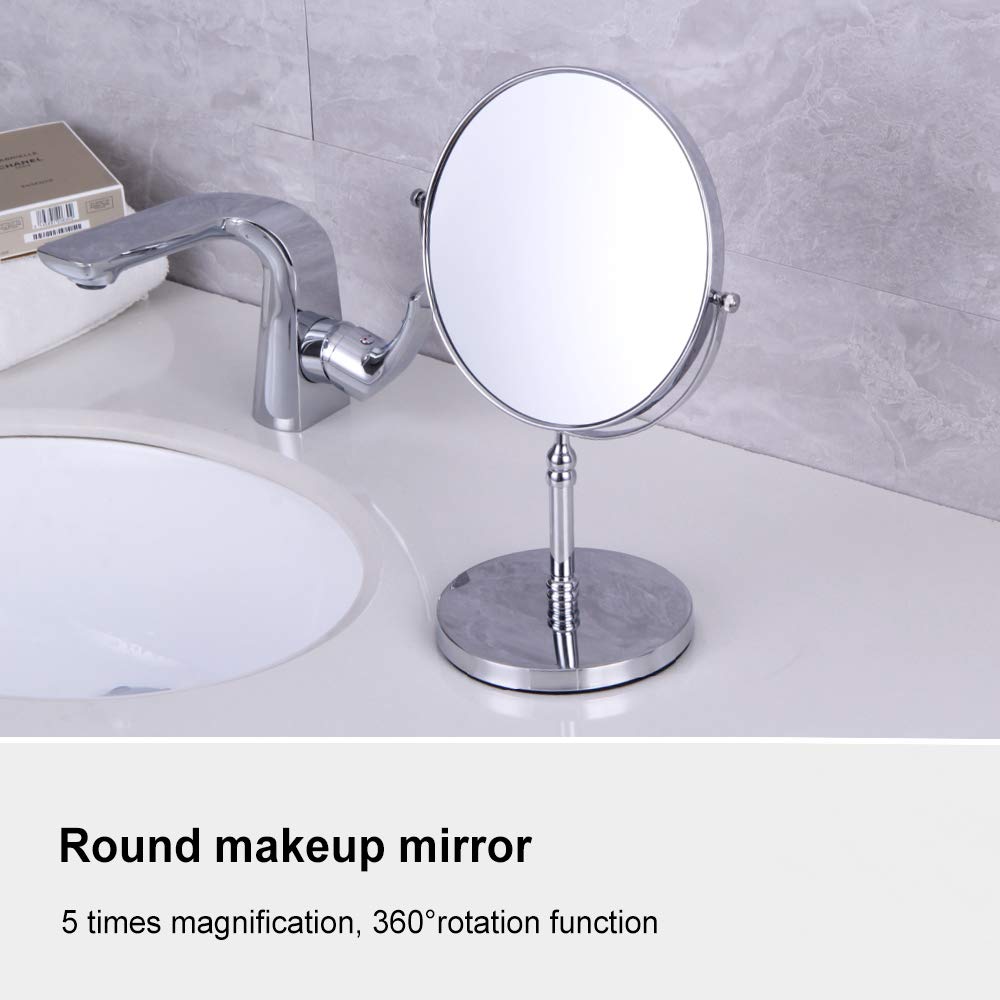 Kimzcn 8-Inch Large Double Sided Swivel Vanity Mirror With 3 X Magnification, Oval Shaped Two-Sided Makeup Mirror, Bathroom Tabl