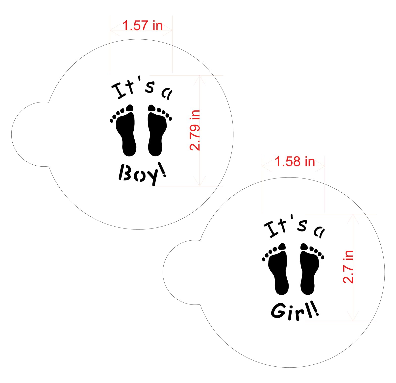 Designer Stencils C064 It'S A Boy/Girl Cookie Stencil - 3.5 Inch, Beige/Semi-Transparent
