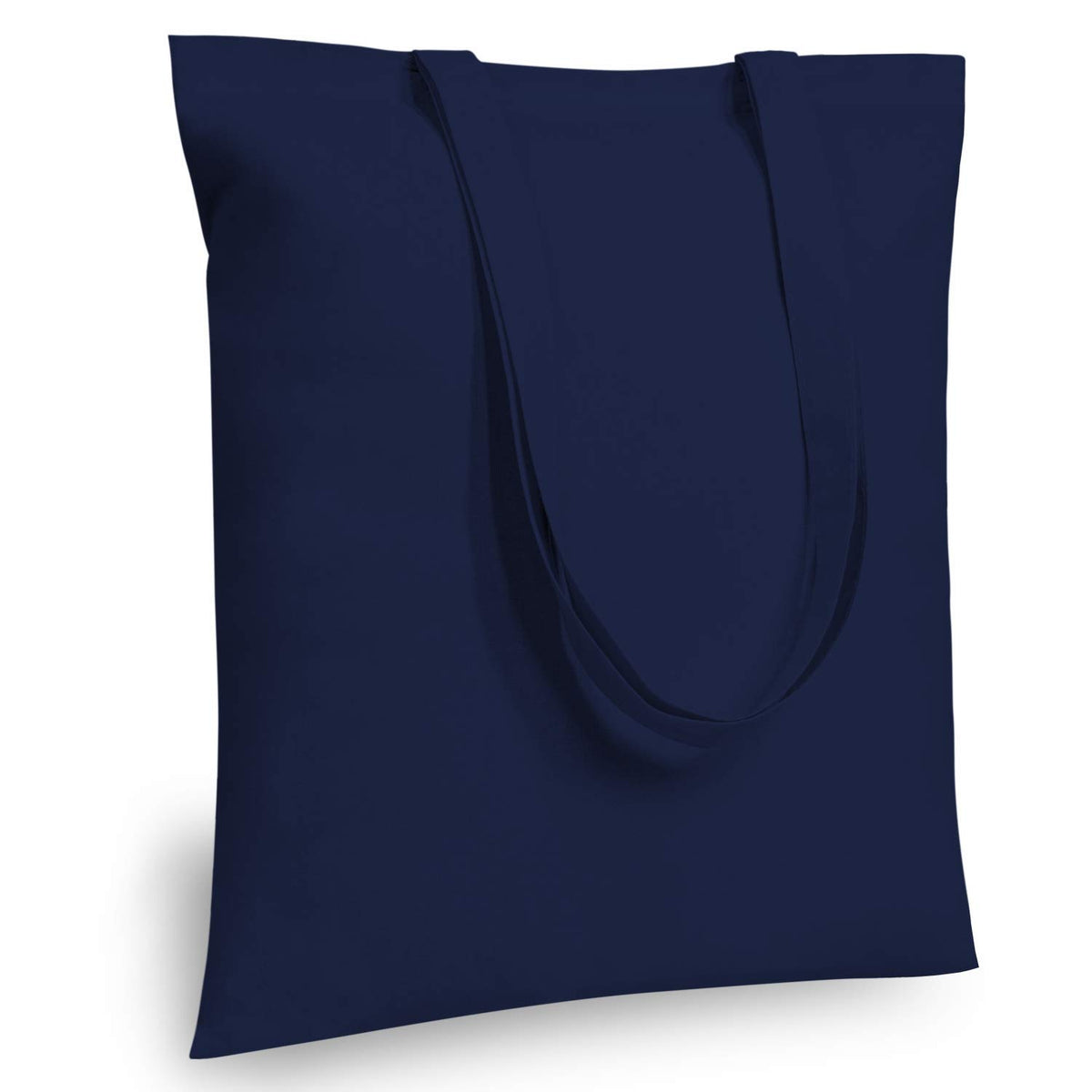 Topdesign 12-Pack Economical 16''X15'' Navy Blue Cotton Tote Bag, Lightweight Medium Reusable Grocery Shopping Cloth Bags, Suita