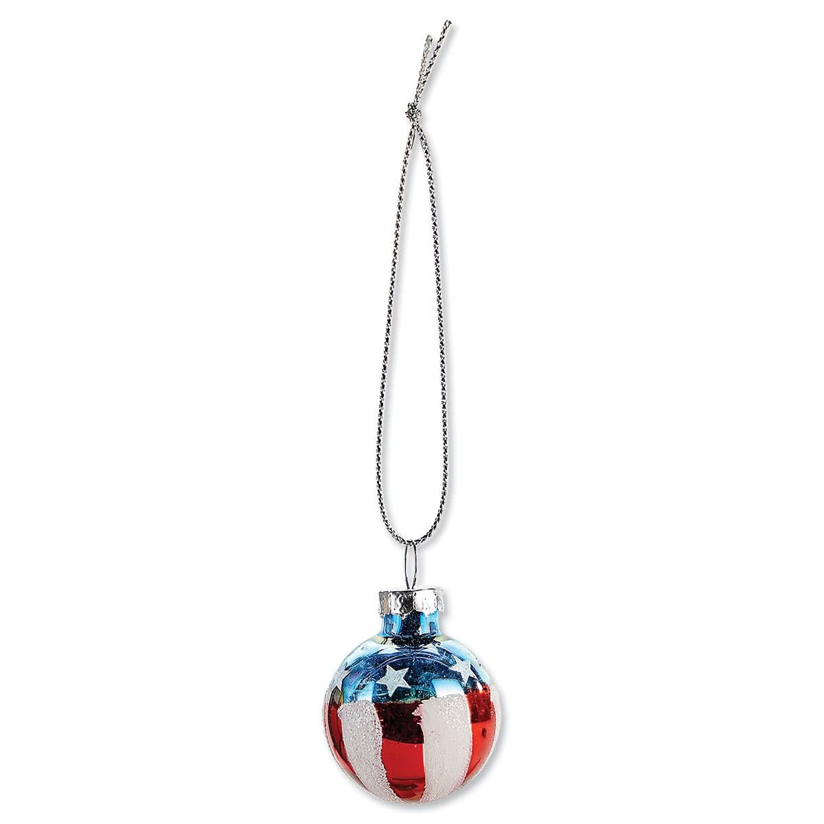 Lillian Vernon Americana Blown Glass Patriotic Ornaments - Handcrafted Hanging Tree Decorations, Round Americana Holiday & Party