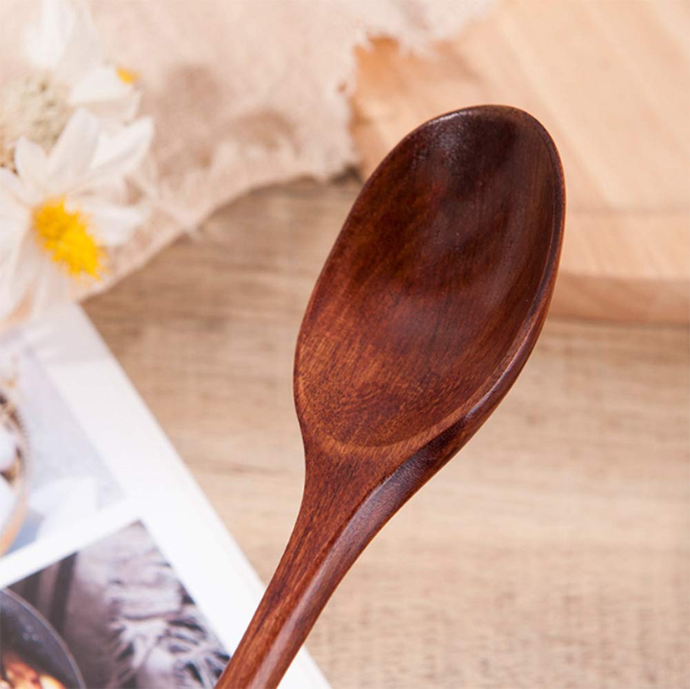 Akoak 2 Pcs Wooden Spoon, Natural Wooden Spoon With Long Handle, Household Cooking Tool, Suitable For Restaurants, Hotels, Resta