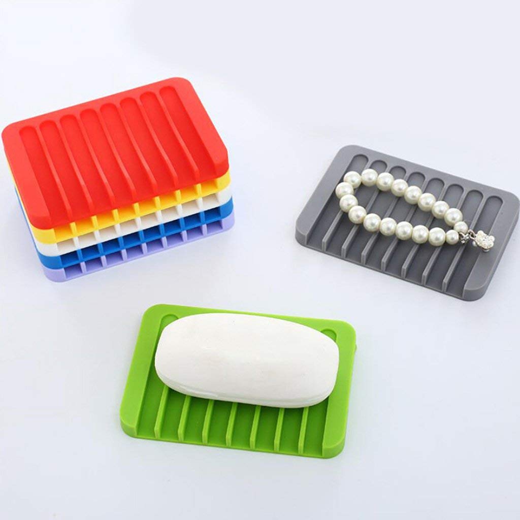 Ramkuwar 3 Pack Silicone Waterfall Soap Dish Saver Holder Portable Soap Tray Drainer For Shower Bathroom Kitchen Countertop For