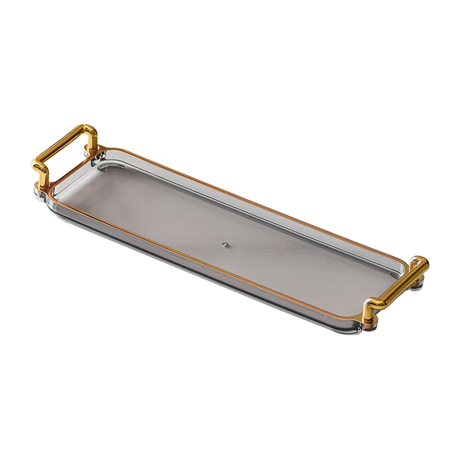 Trendivibe Rectangular Serving Platters With Handles Vanity Tray For Party Home Kitchen Gray