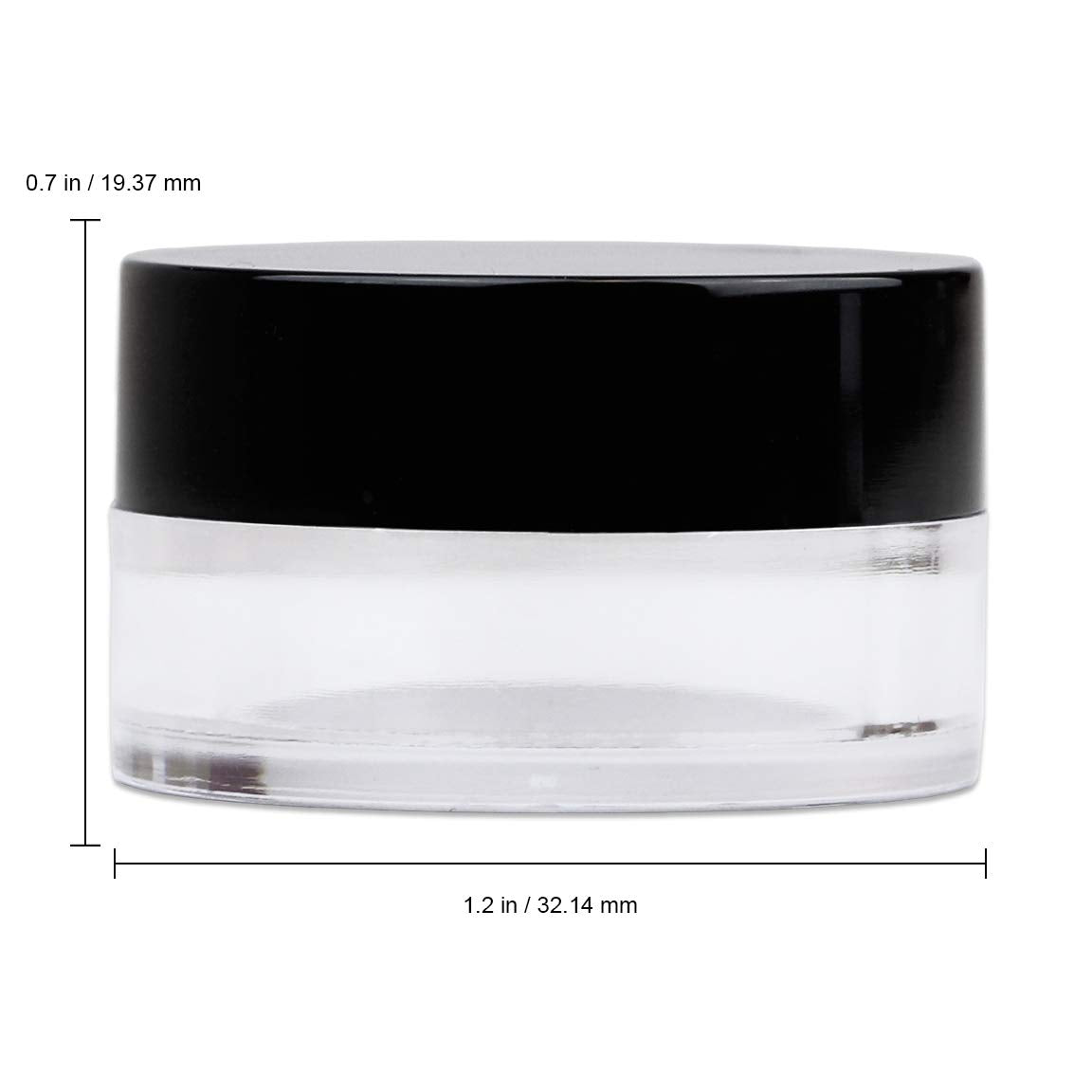 50 Jars - Beauticom High-Graded 5 Grams/5 Ml Bpa Free Thick Clear Acrylic 100% No Leak Plastic Empty Containers With Black Lid F