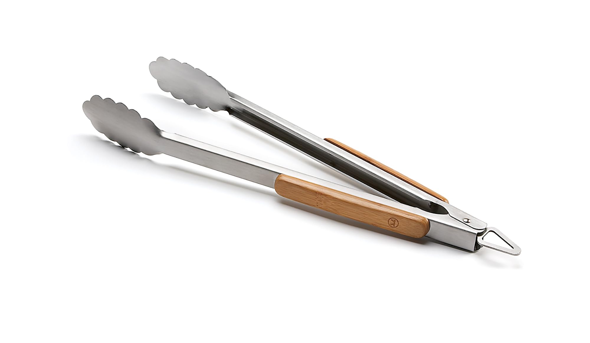 Outset Qv20 Verde Stainless-Steel Locking Tongs With Bamboo Handle