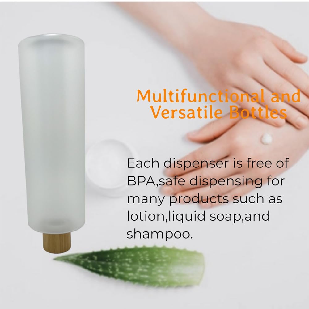 Beeco Gif2U Empty Cosmetic Bottles 16Oz/500Ml 2 Pack With Bamboo Disc Top Flip Cap For Shampoo Lotion Liquid Soap,Cream,Refilabl