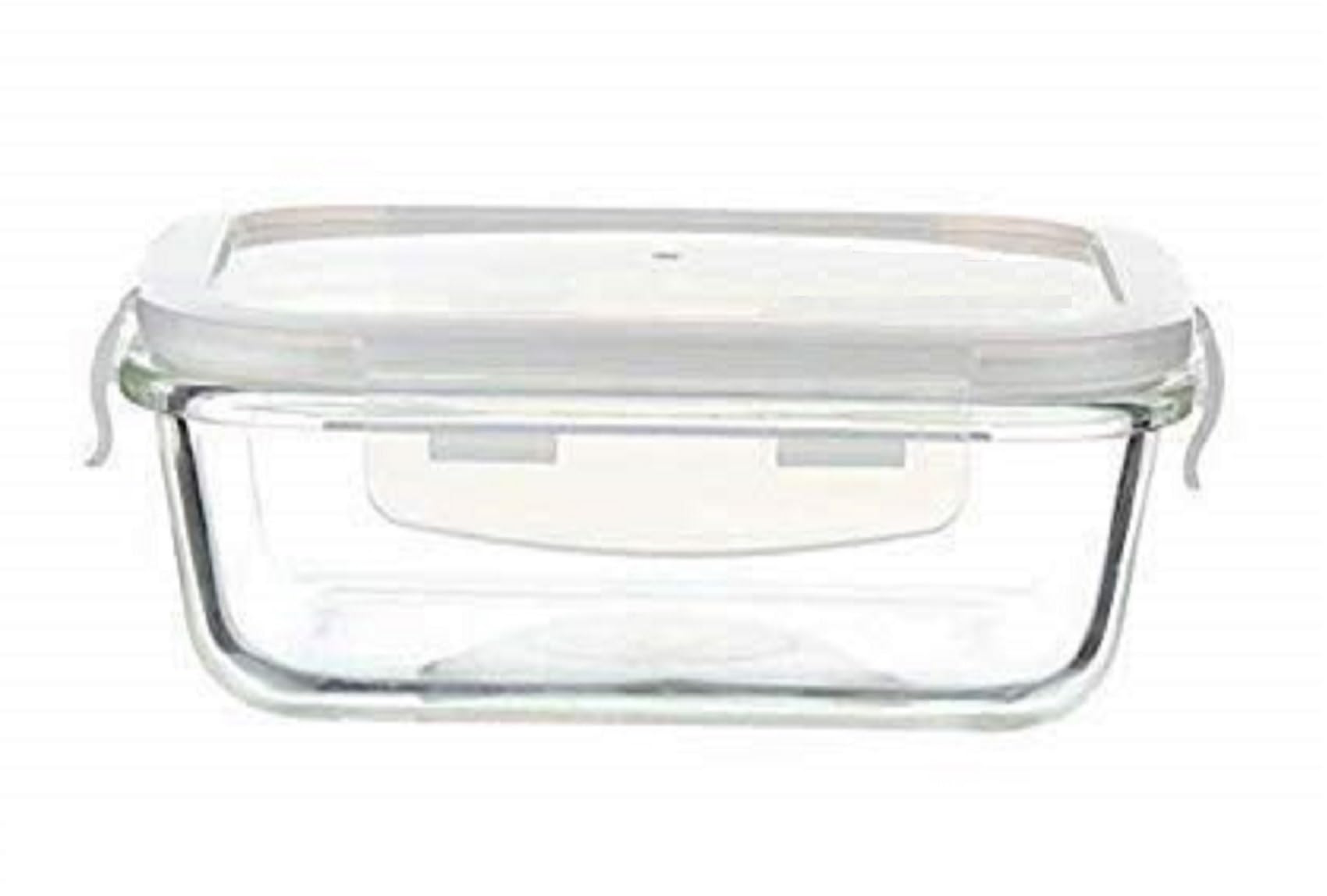 Indusbay 410 Ml Rectangular Borosilicate Glass Food Storage Oven Safe Container Set With Airtight Leak Proof Lid Microwave Safe 