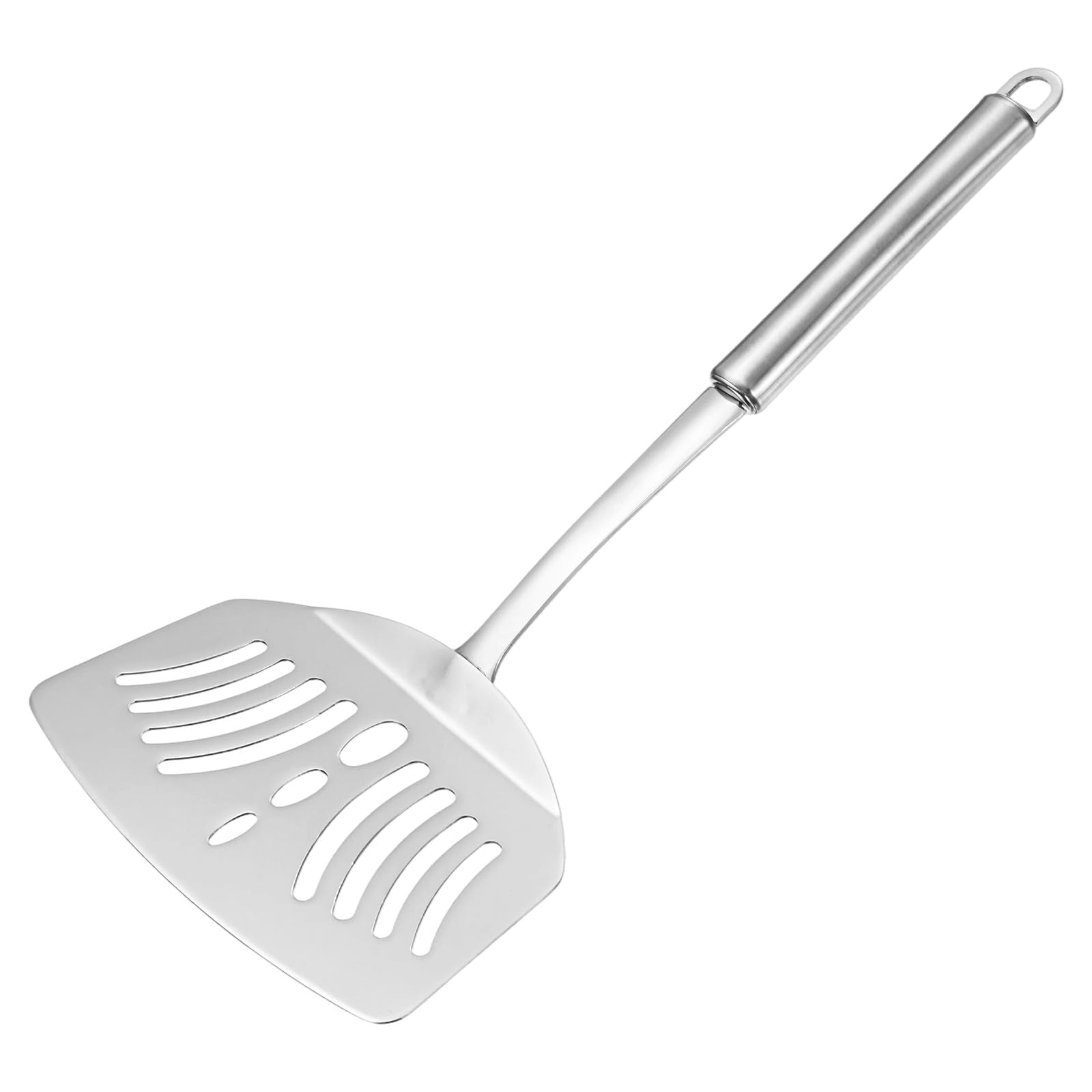 M METERXITY Fish Spatula, 11.8 Inch 304 Stainless Steel AntiScald Wide Slotted Flipper with Heat Resistant Long Handle for Cook
