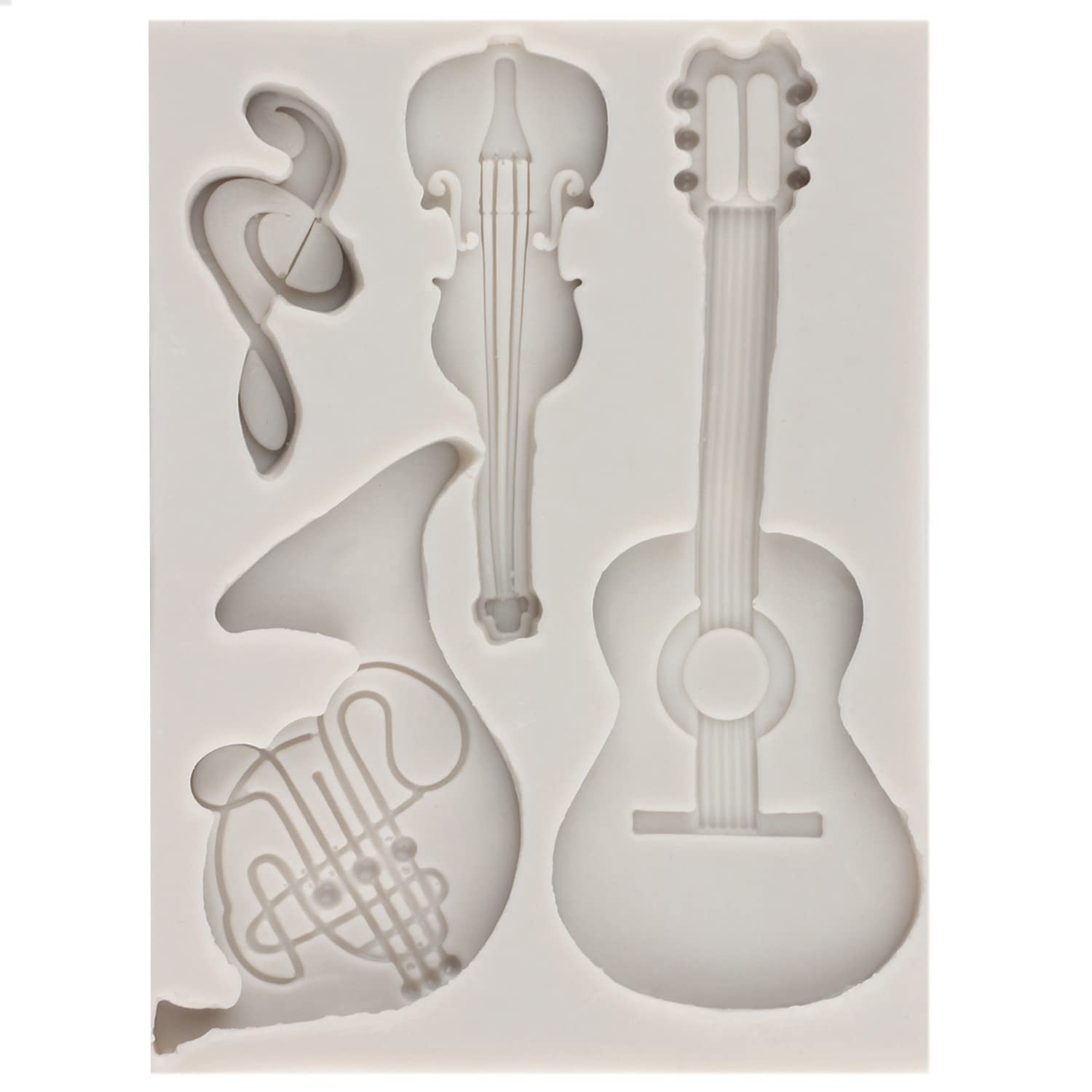 Sijiangmold Music Note Fondant Molds Musical Instruments Silicone Molds Boombox Microphone Radio Guitar Mold For Cake Decoration