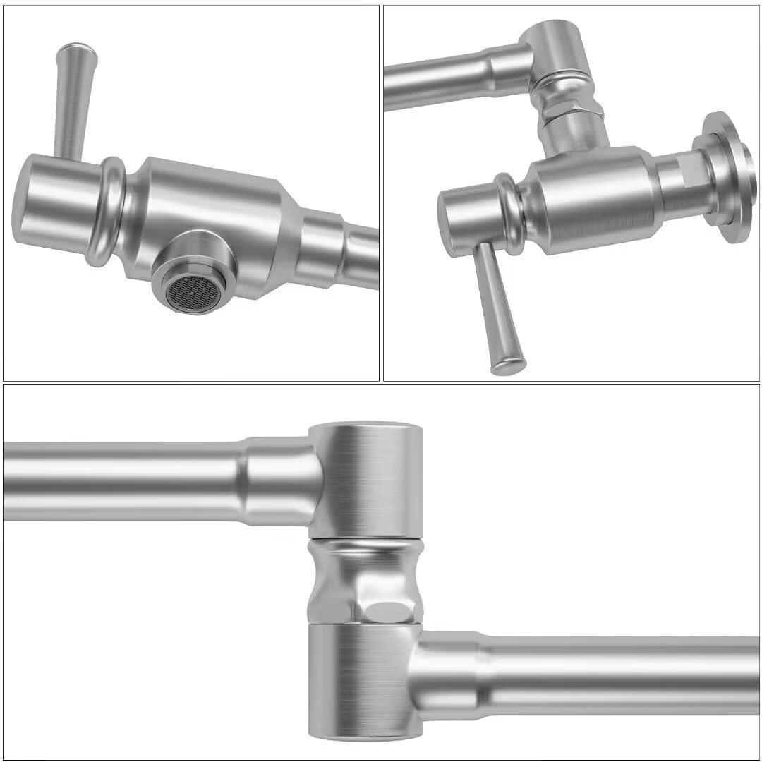 Imlezon Stainless Steel Pot Filler Faucet Commercial Wall Mount Kitchen Sink Faucet Folding Stretchable With Single Hole Two Han