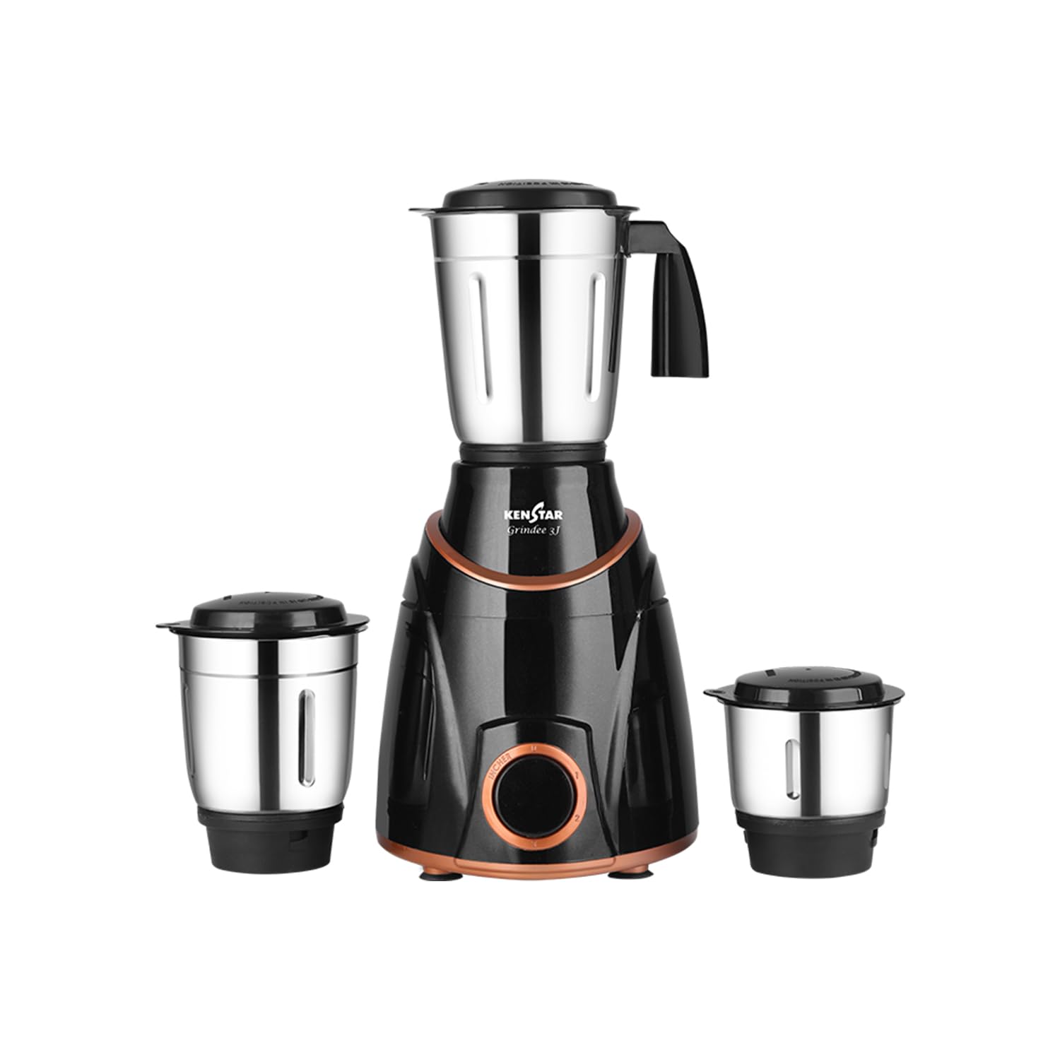 Kenstar Grindee 3J Mixer Grinder | 3 Stainless Steel Multipurpose Jars | 750 W | Black