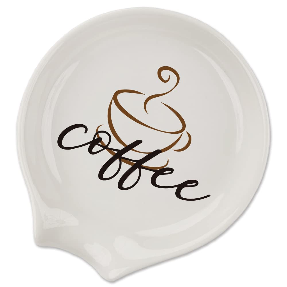 Coffee Spoon Rest, Engraved Cute Counter Spoon Holder Funny Farmhouse Home Bar Coffee Station Table Accessories D