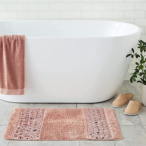 Zahari Home Sinatra Modern Bathroom Rug Classic Luxury Bath Rug Contemporary Decor Pink Bath Mat For Shower Unique Design Stylis
