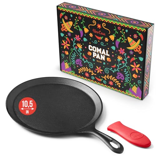 Uno Casa Cast Iron Comal Pan 10 Inch - Skillet For Roti/Comal Pan, Tawa/Dosa Pan Pataconera, Comales Para Tortillas