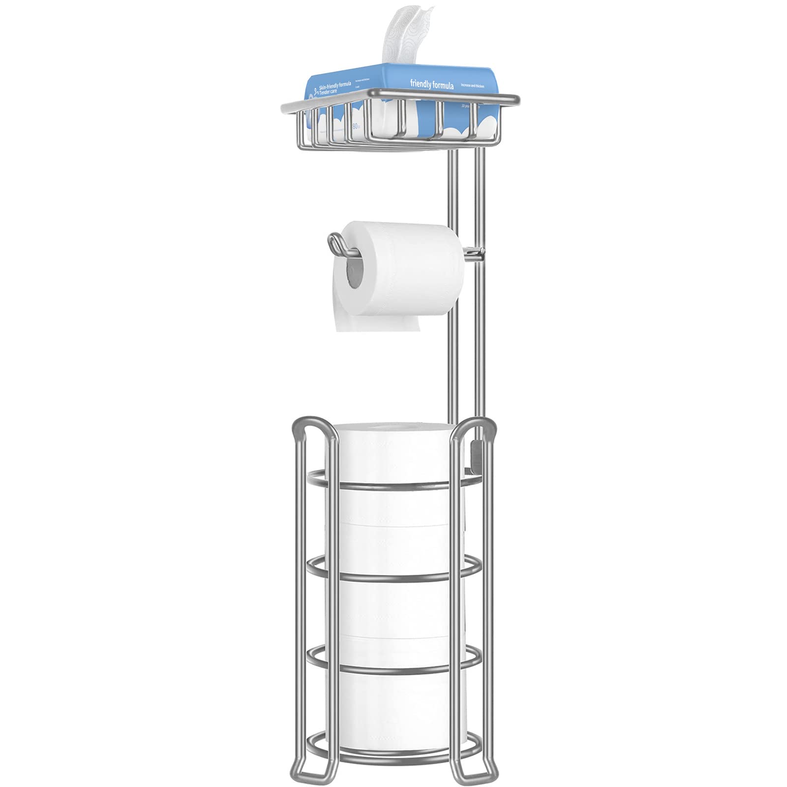 Tomcare Toilet Paper Holder Upgraded Toilet Paper Stand With Raised Feet Metal Bathroom Accessories Tissue Paper Dispenser Free