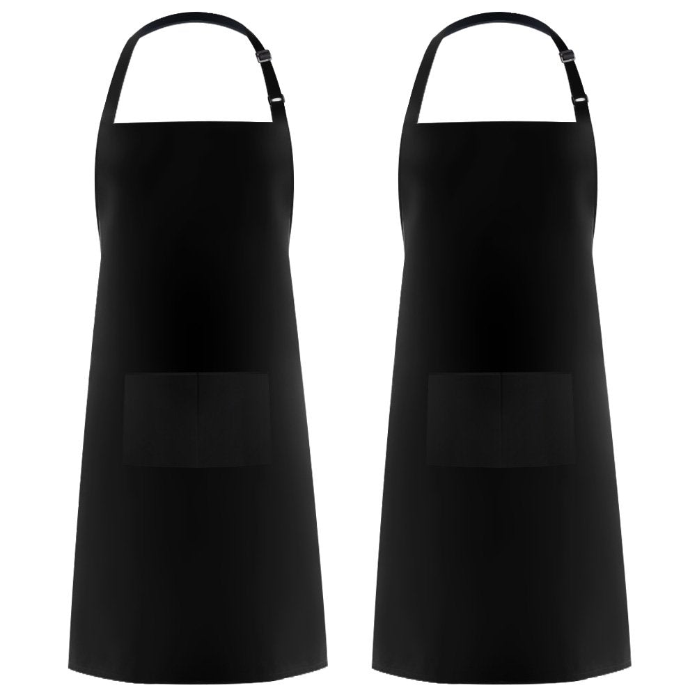 Syntus 2 Pack Adjustable Bib Apron Thicker Version Waterdrop Resistant With 2 Pockets Cooking Kitchen Aprons For Women Men Chef,