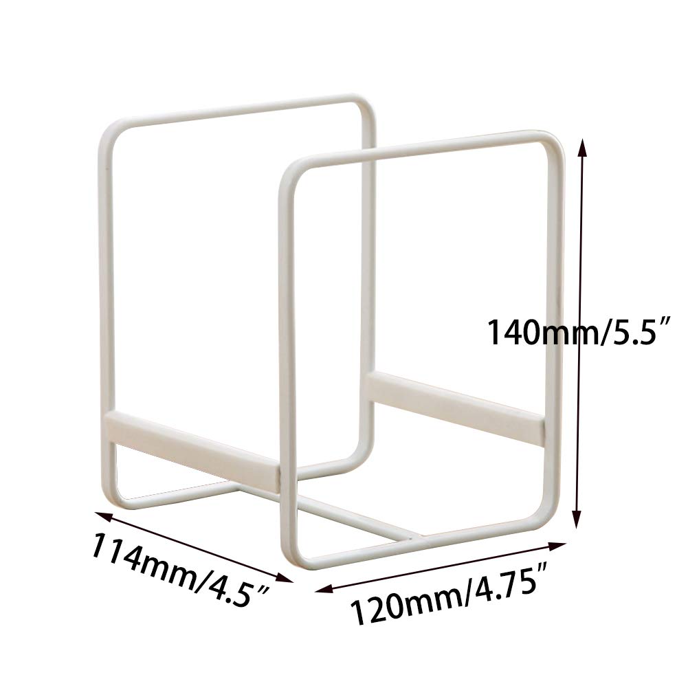 2Pcs Plate Holders Organizer, Metal Dish Storage Dying Display Rack For Cabinet, Counter And Cupboard - White, Small