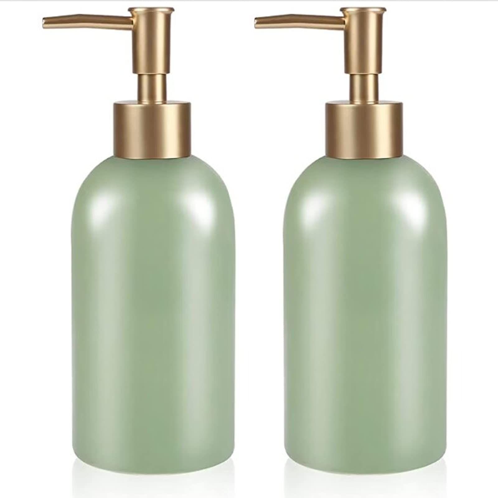 Natheeph 14Oz Ceramic Soap Dispenser Ceramic Soap Pump Dispenser Can Fill Liquid For Bathroom/Kitchen (2Pc Green)