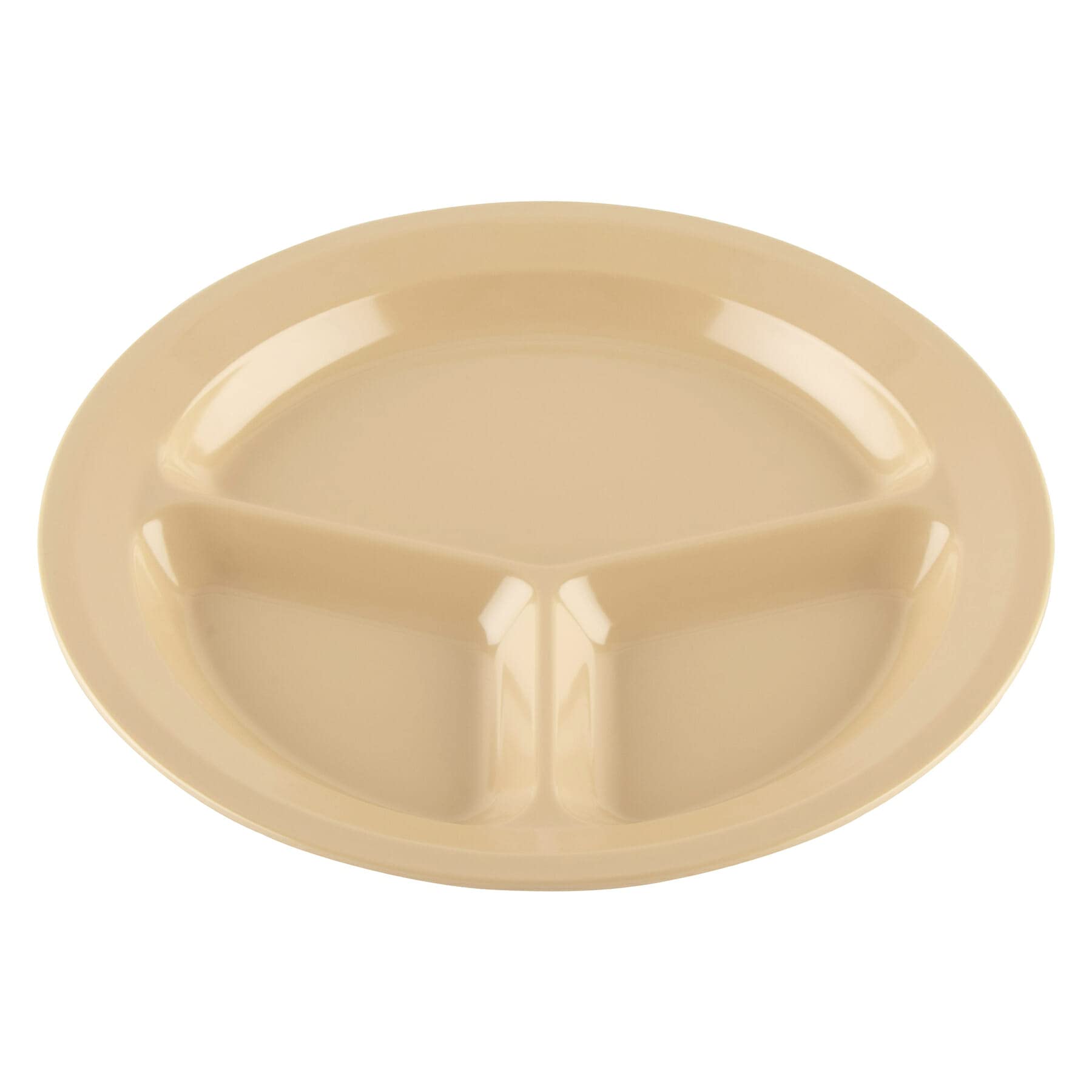 G.E.T. Heavy-Duty 3 Compartment Plastic Divided Compartment Plates, Deep Sided, 11, Tan (Set of 12)