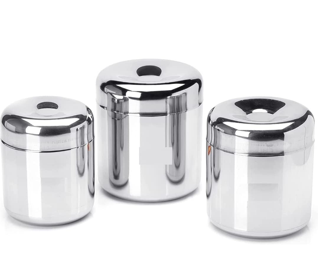 Sambhuya Stainless Steel Deluxe Tea Sugar Coffee Container For Kitchen | Vertical Canisters | Ubha Dabba | Storage Containers Se