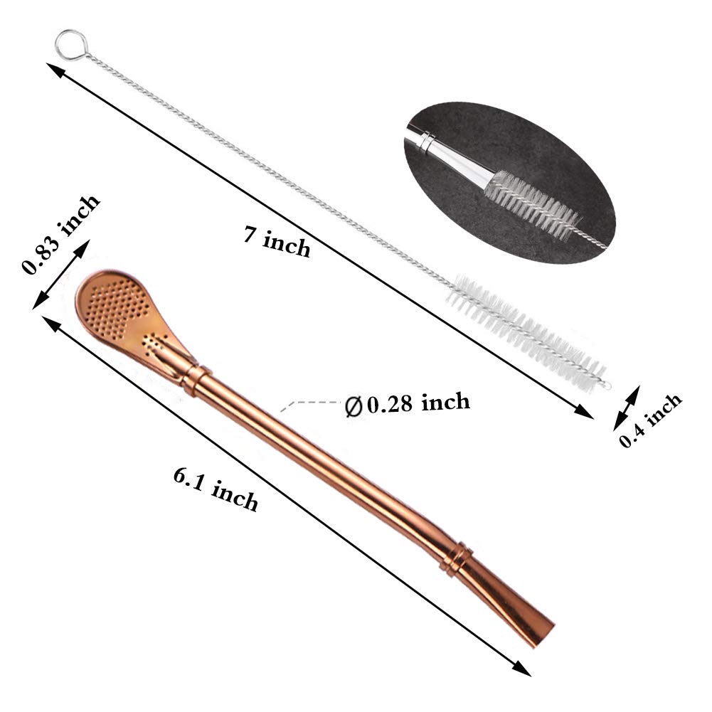 Yerba Mate Bombilla Stainless Steel Straw Loose Leaf Tea Infuser Dringking Spoons Filter Stirring Straws Pack Of 5 With 2 Cleani